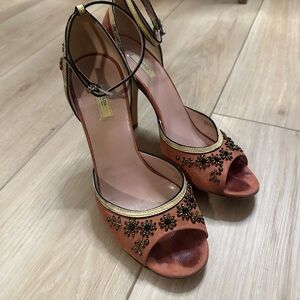 Prada Orange Heels with Peep-Toe Design